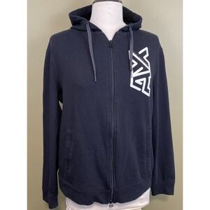 A/X Armani Exchange Graphic Print Long Sleeve Full Zip Hoodie Women Medium Black
